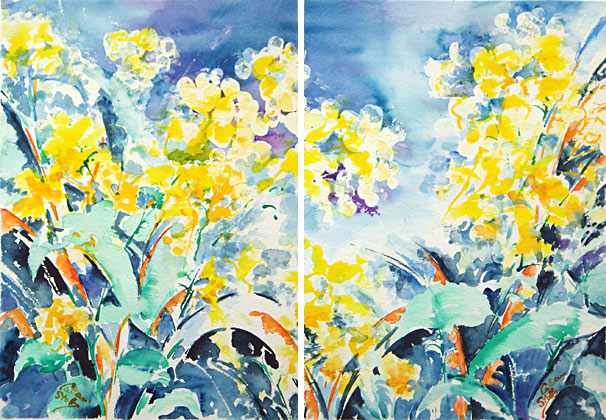 Conversation in Blue: Diptych